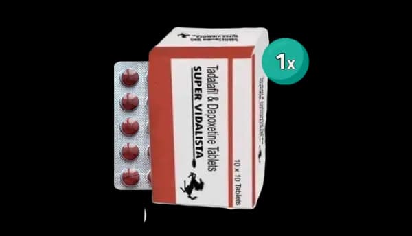 Super Vidalista kamagra pillen, een doosje en een blisterverpakking, te bestellen online
